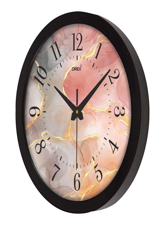 OREX 12 Inch Modern Stylish Plastic Classic Wall Clock for Living Room Decor | Analog Clock for Classroom, Bedroom, Kitchen, Office, School (Black Ring) - Image 2